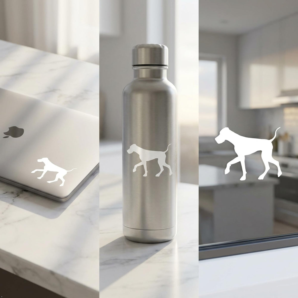Picniva Great Dane Dog Sty23a White Vinyl Car Window Decal, Approx 5 in