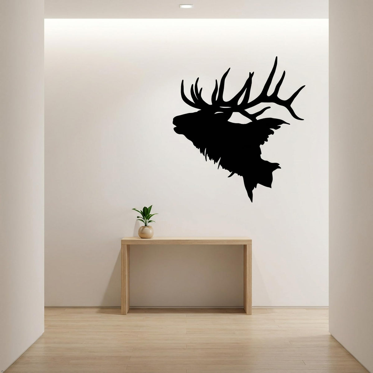 Picniva Elk Head Style 2 Vinyl Wall Decal Hunting Lodge Decor (Black, 35''Width)
