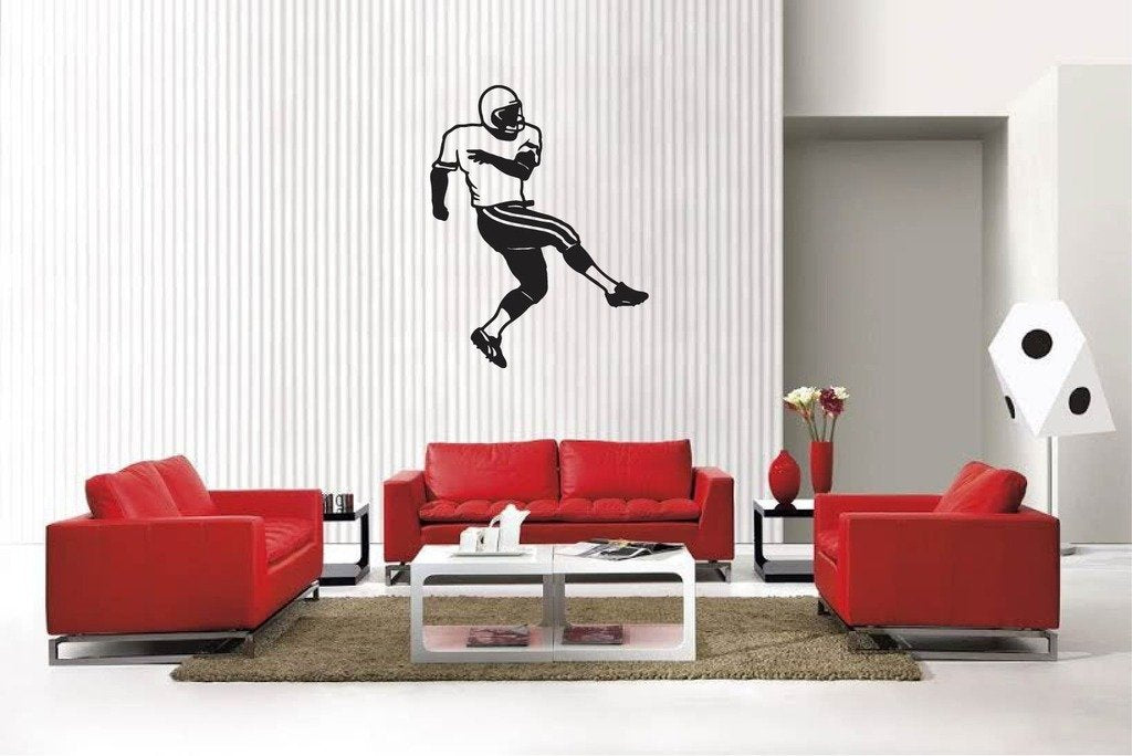 Picniva Matte Black Football Style 2 Vinyl Wall Decal Sports Decor