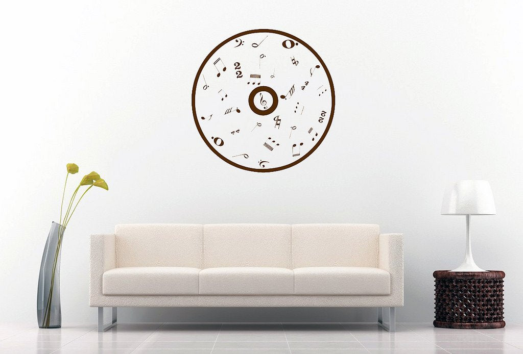 Picniva Outline CD Music Symbols Wall Decal, Chocolate Brown 10 in