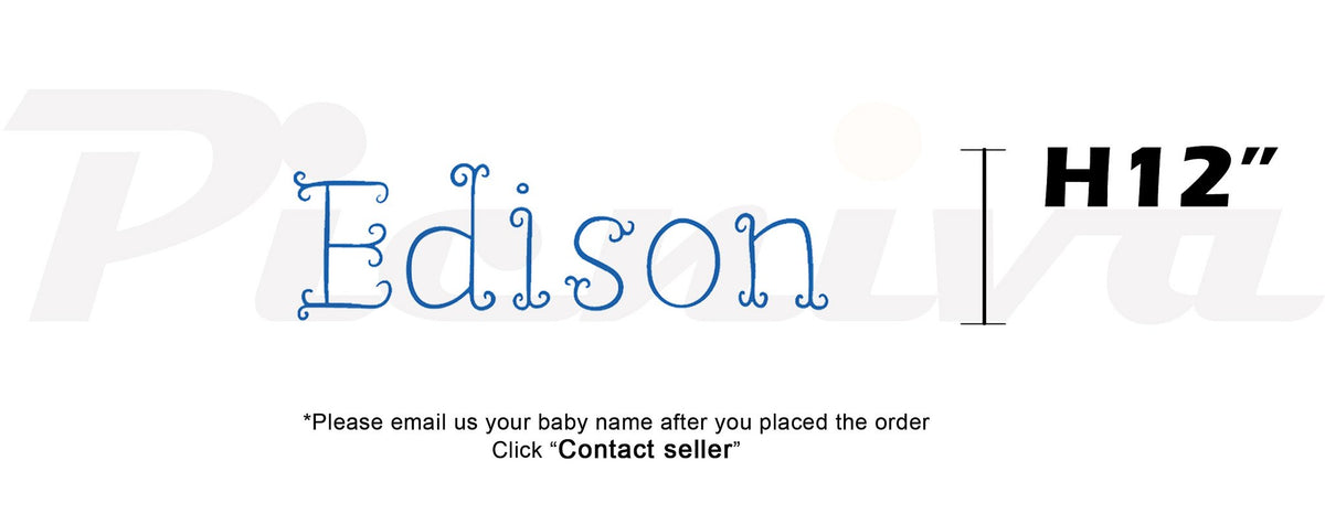 Picniva Custom Baby Name Wall Decal, Blue Butterfly, Font Five