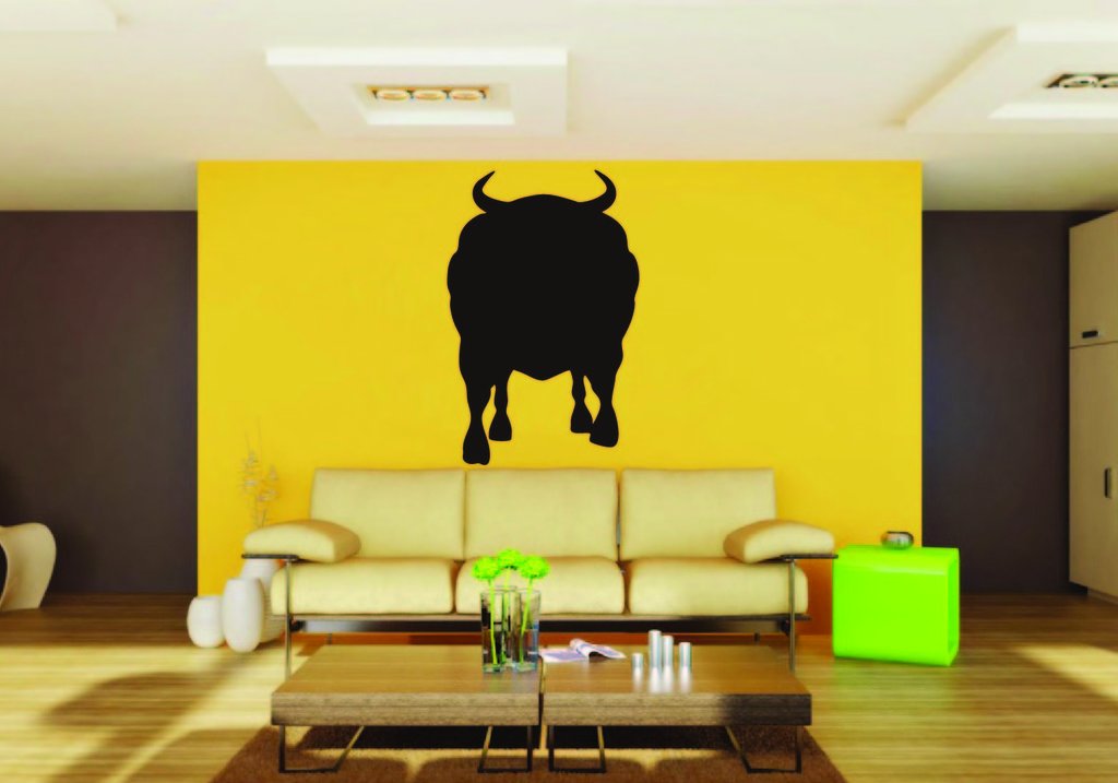 Picniva Bull Sty7a Vinyl Wall Decal, Approx 22 x 33 in, Removable