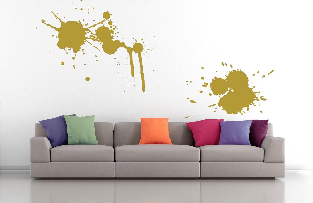 Picniva Splatters Drips Wall Decals, Gold, 10 in Height, DOTPR04A