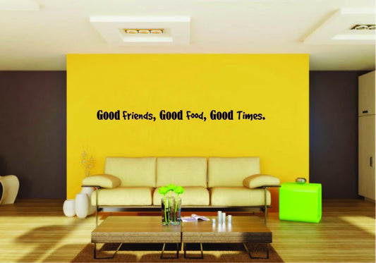Picniva Good Friends Food Times Quote Vinyl Wall Decal, Approx 22 x 1.69 in