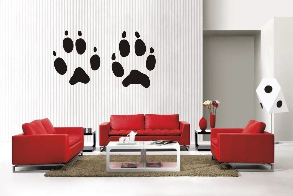 Picniva Matte Black Fox Track Vinyl Wall Decal Wildlife Footprint BG5621
