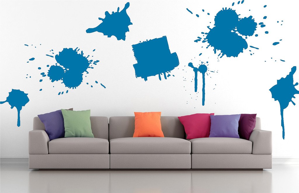 Picniva Drips Brushstroke Wall Decals, Blue, 10 in Height, DOTPR13A