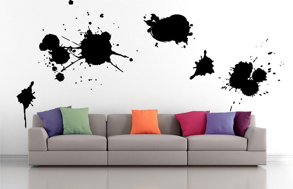 Picniva Blots Drips Wall Decals, Black, 10 in Height, DOTPR09A