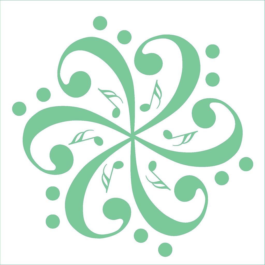 Picniva Six Bass Clefs Pinwheel Wall Decal for Musicians
