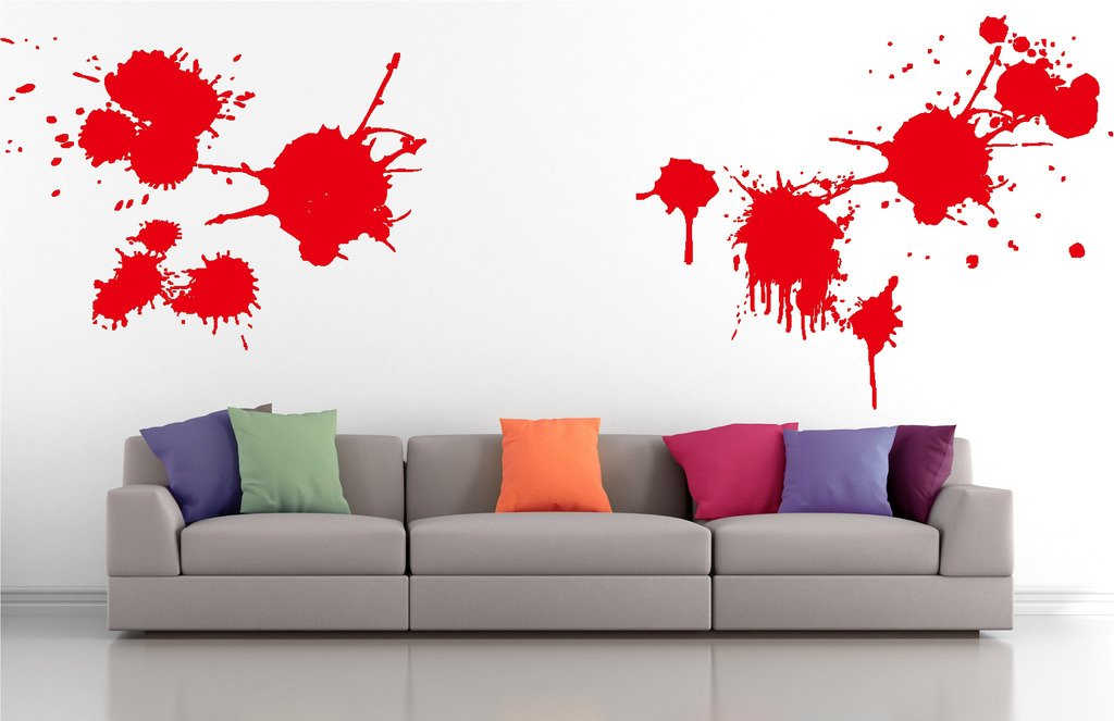 Picniva Splatter Assortment Wall Decals, Red, 10 in Height, DOTPR12A