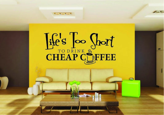 Picniva Life Too Short Drink Quote Vinyl Wall Decal, Approx 22 x 9.88 in
