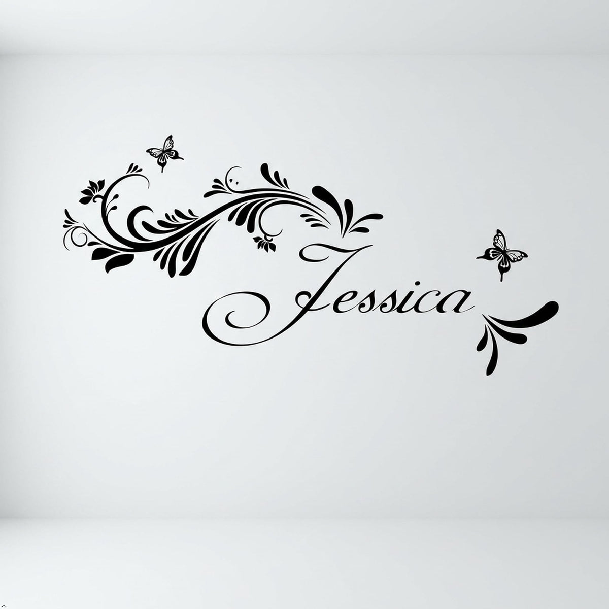 Picniva Butterflies Custom Wall decal home decor decal sticker (Black, 30'' Wide) - Color: Black - Size: 30'' Wide
