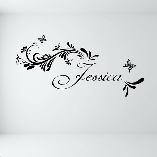 Picniva Butterflies Custom Wall decal home decor decal sticker (Black, 30'' Wide) - Color: Black - Size: 30'' Wide