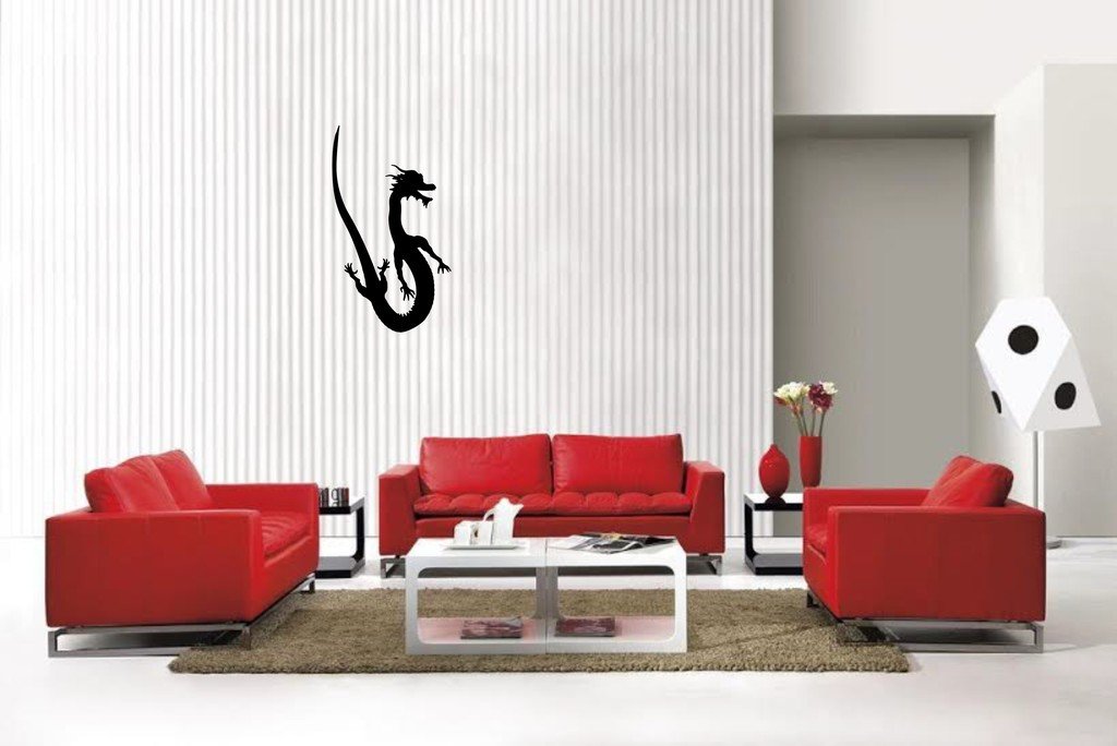 Picniva Matte Black East Dragon Style 19 Vinyl Wall Decal Fantasy Decor