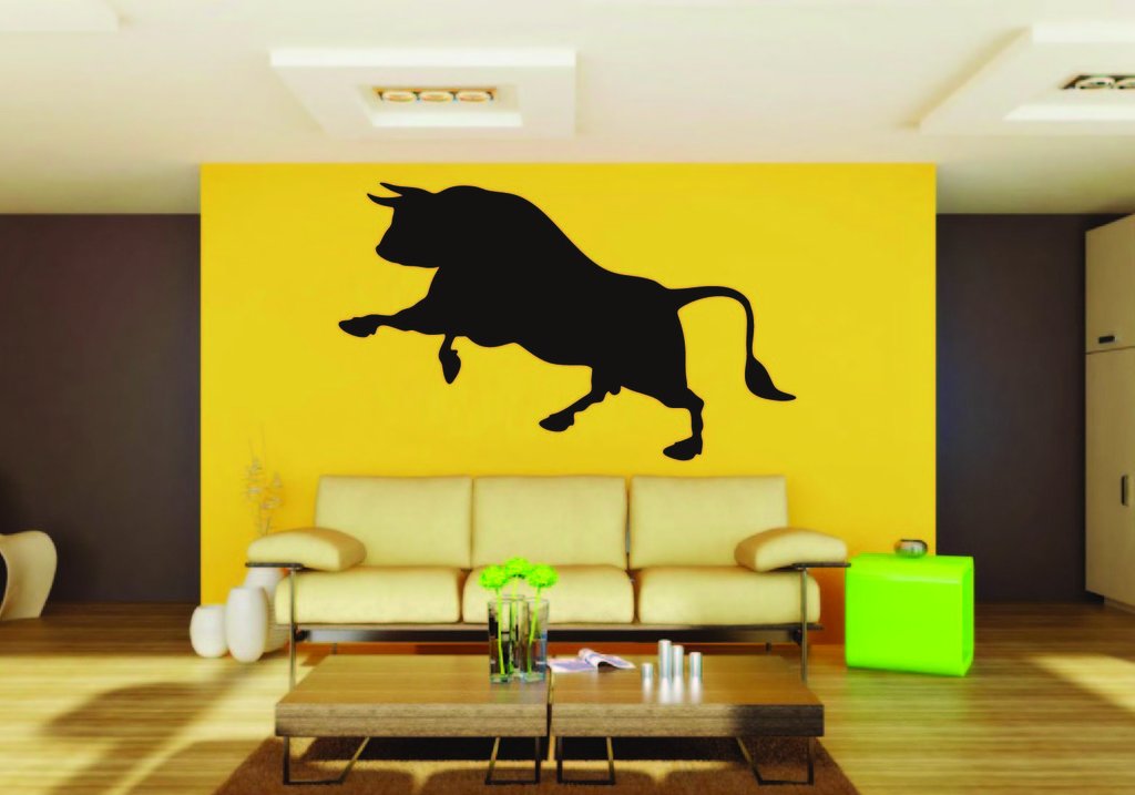 Picniva Bull Sty3a Vinyl Wall Decal, Approx 22 x 13.2 in, Removable