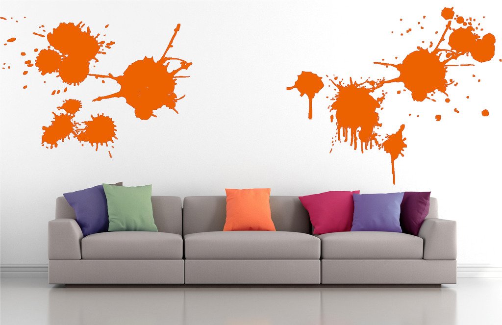 Picniva Splatter Assortment Wall Decals, Orange, 10 in Height, DOTPR12A