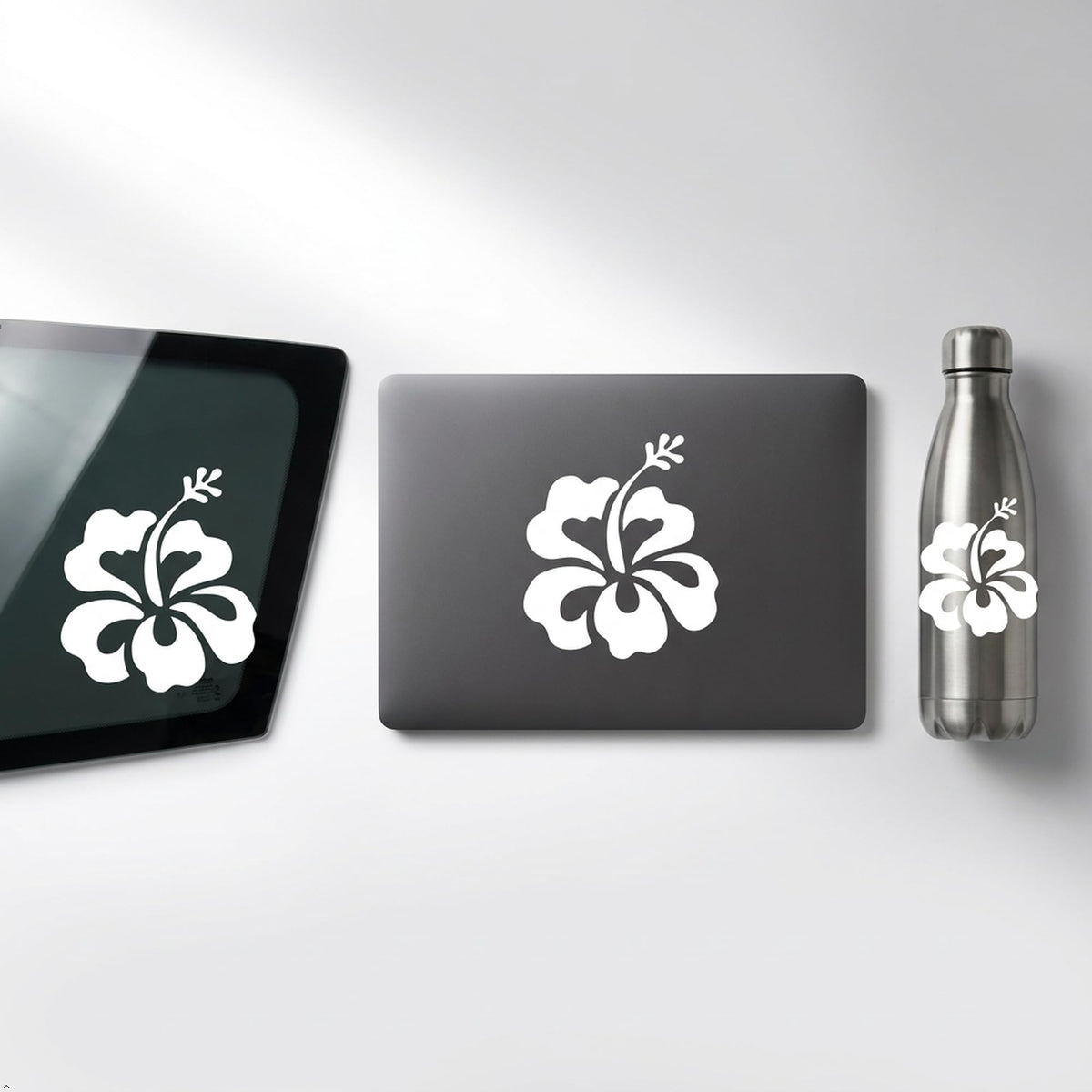Decaltor Hawaiian Hibiscus Flower Vinyl Decal, 5 in square