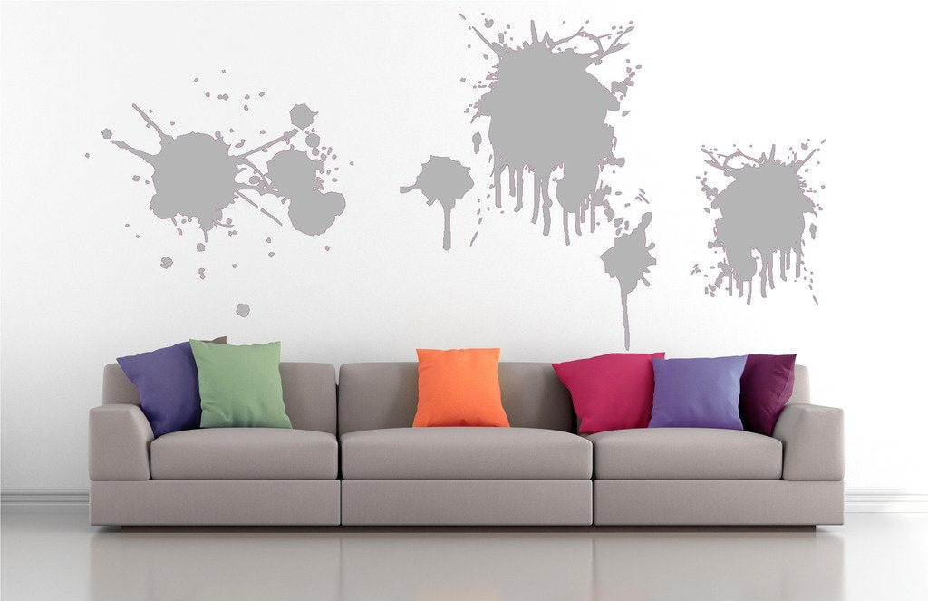 Picniva Dripping Splatters Wall Decals, Silver, 10 in Height, DOTPR07A