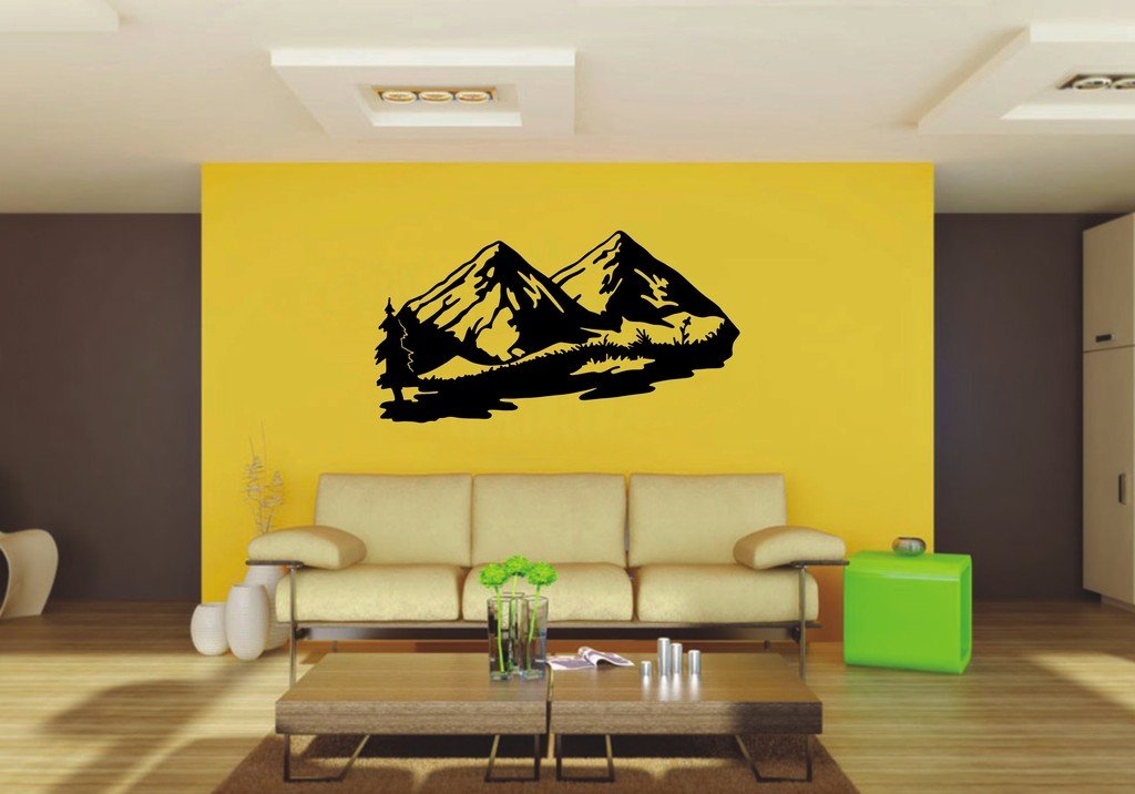Picniva 22x11.57 Mountain Style 5 Vinyl Wall Decal Nature