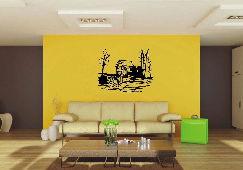 Picniva 22x17.15 waterwheel Style 3 Vinyl Wall Decal Nature