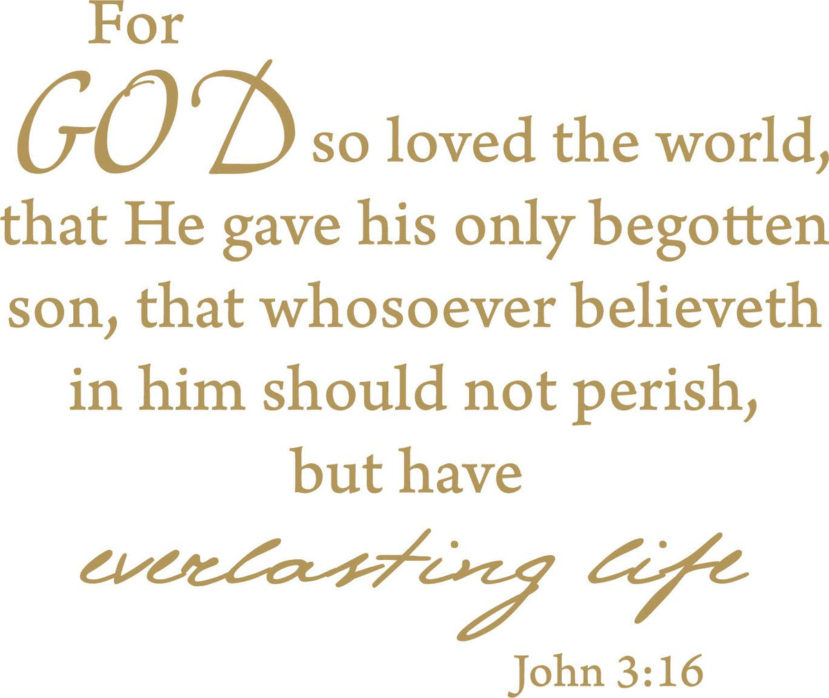 Decaltor John 3:16 Bible Verse Wall Decal, Home Decor