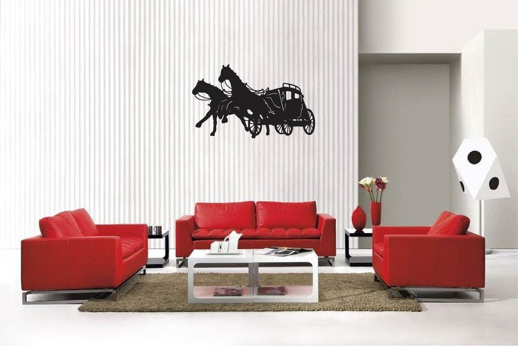 Picniva Matte Black Stagecoach Style 6 Vinyl Wall Decal Western Rustic