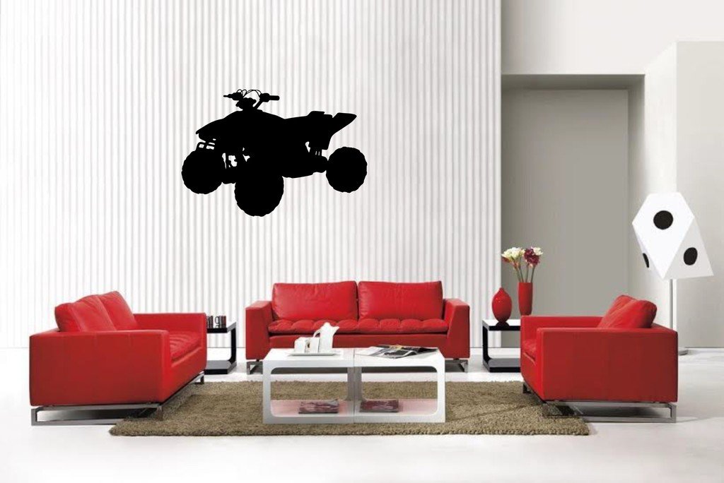 Picniva 4 Wheeler Style 1A Vinyl Wall Decal, Matte Black, 22 x 15.08 in