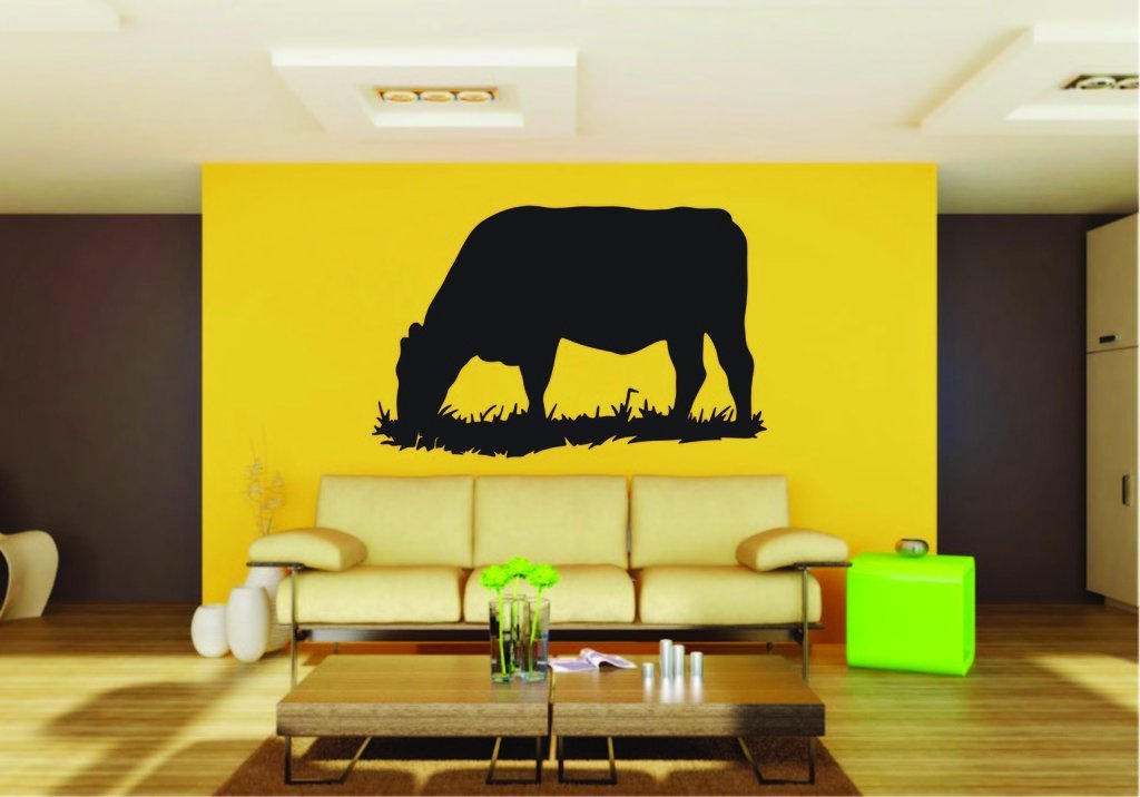 Picniva Cow Sty62 Vinyl Wall Decal, Approx 22 x 14.2 in, Removable