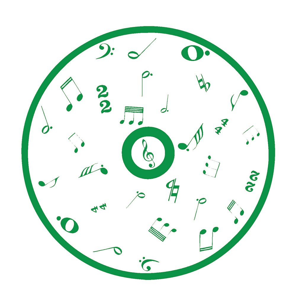 Picniva Outline CD Music Symbols Wall Decal for Musicians