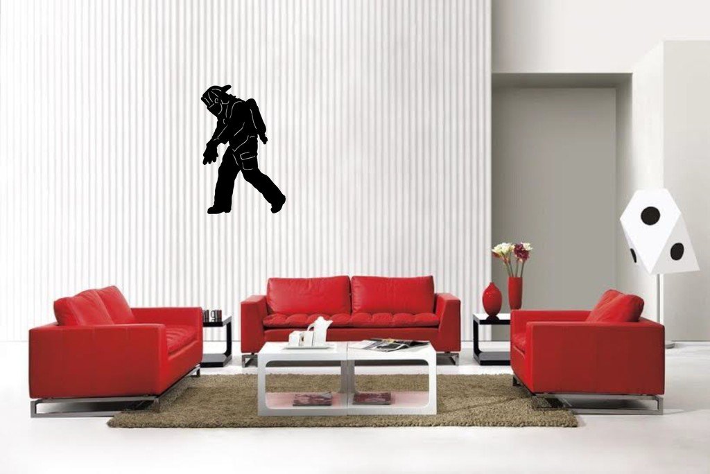 Picniva Matte Black Fireman Style 68 Vinyl Wall Decal Firefighter Hero