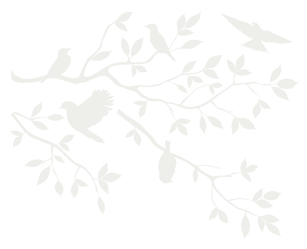 Picniva Birds and Blossoms Removable Wall Decal, Matte White, 16 x 24 in