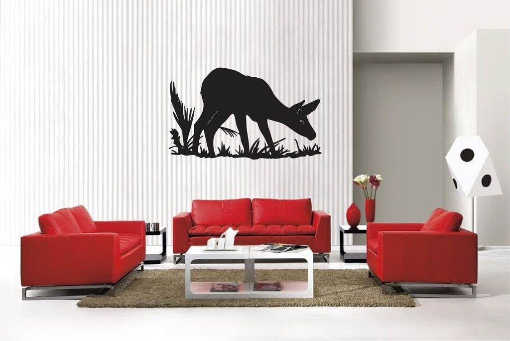 Picniva Matte Black Fawn Style 3 Vinyl Wall Decal Deer Woodland Decor