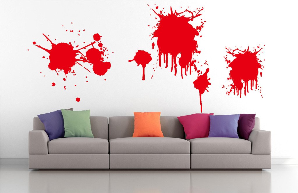 Picniva Dripping Splatters Wall Decals, Red, 10 in Height, DOTPR07A