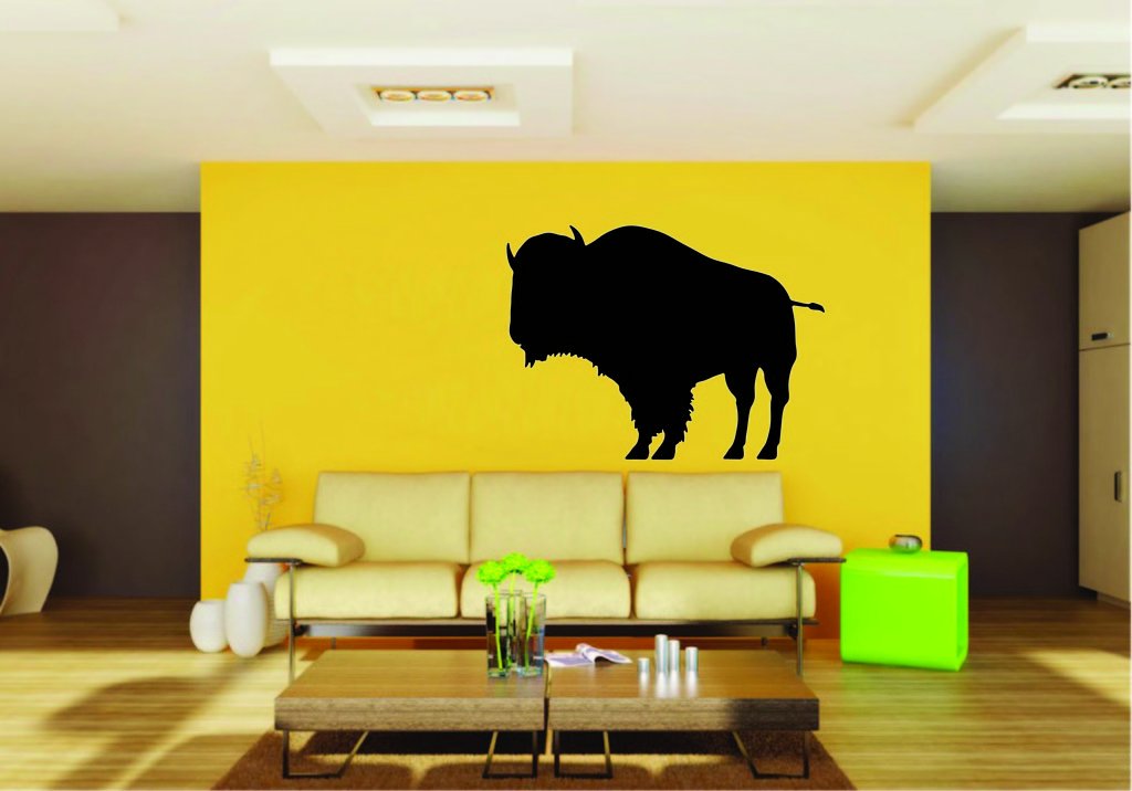 Picniva Bison Sty4 Vinyl Wall Decal, Approx 22 x 16.2 in, Removable