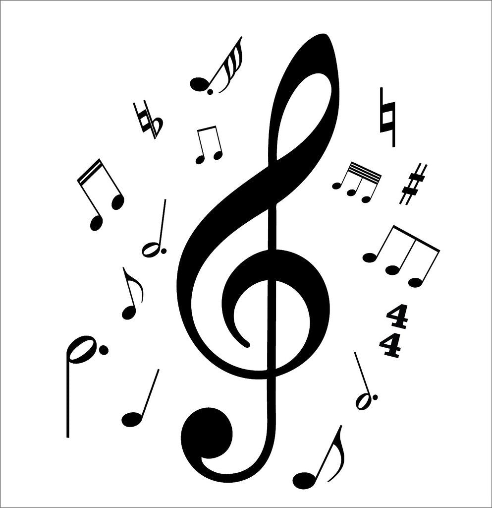 Picniva Treble Clef Music Notes Wall Decal for Musicians