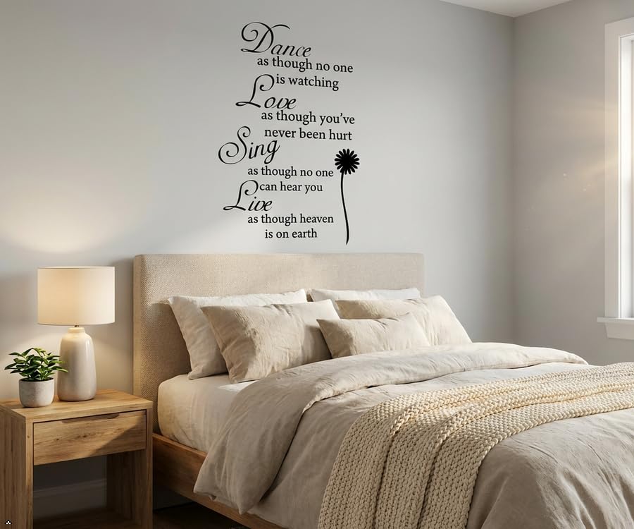 Picniva Dance Love Sing Live Wall Decal, Black, Size 15 x 23