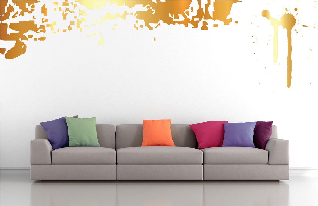 Picniva Drips Border Wall Decals, Gold (Chrome Mirror), 10 in Height