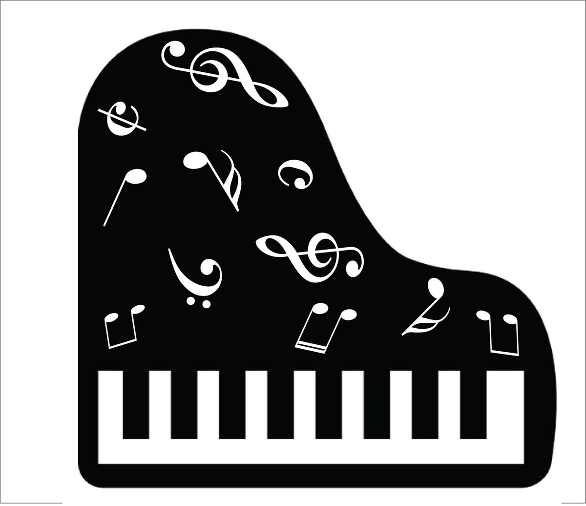 Picniva Grand Piano Music Notes Wall Decal for Musicians