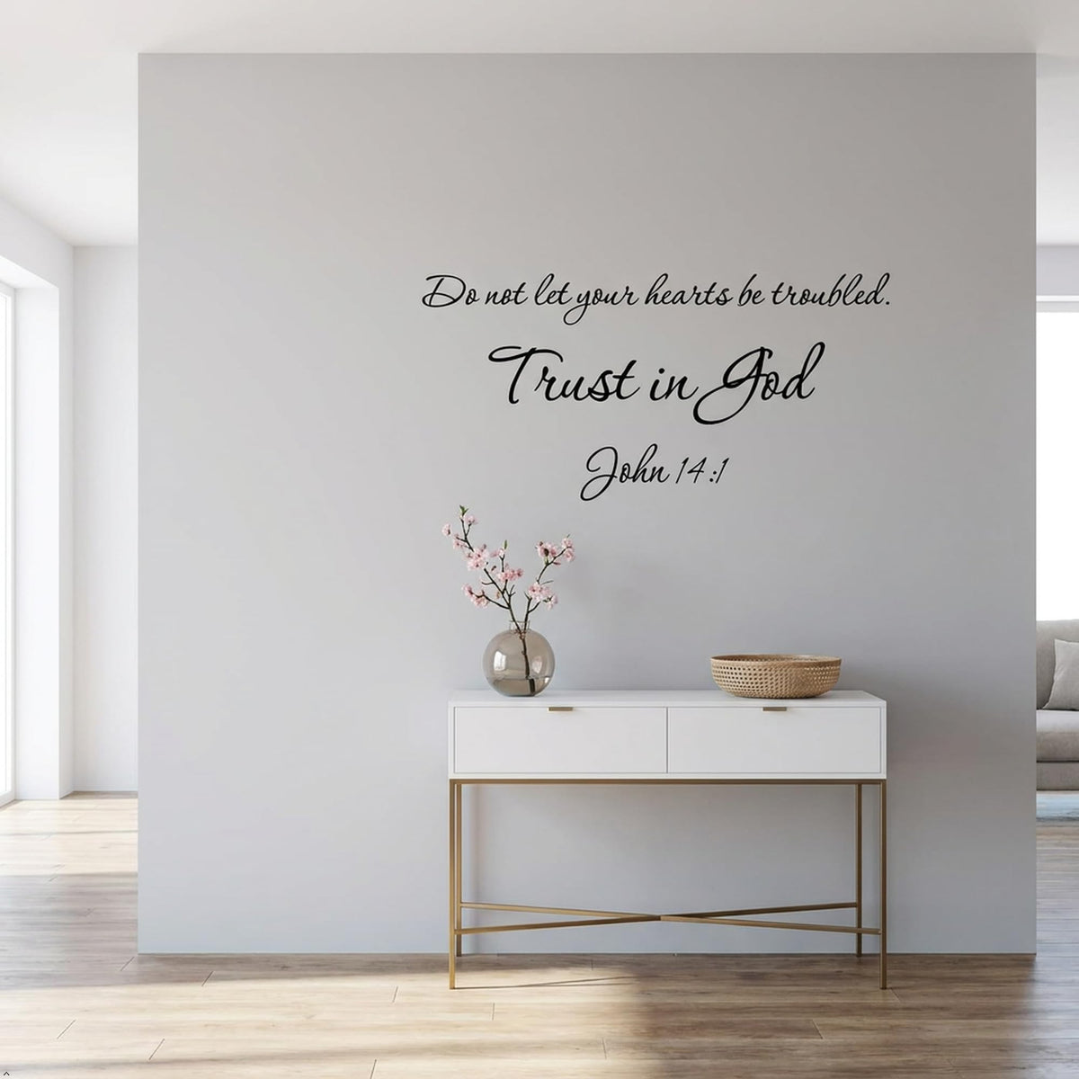 Picniva John 14:1 Bible Verse Wall Decal, Black, 22 x 10 in, Trust God