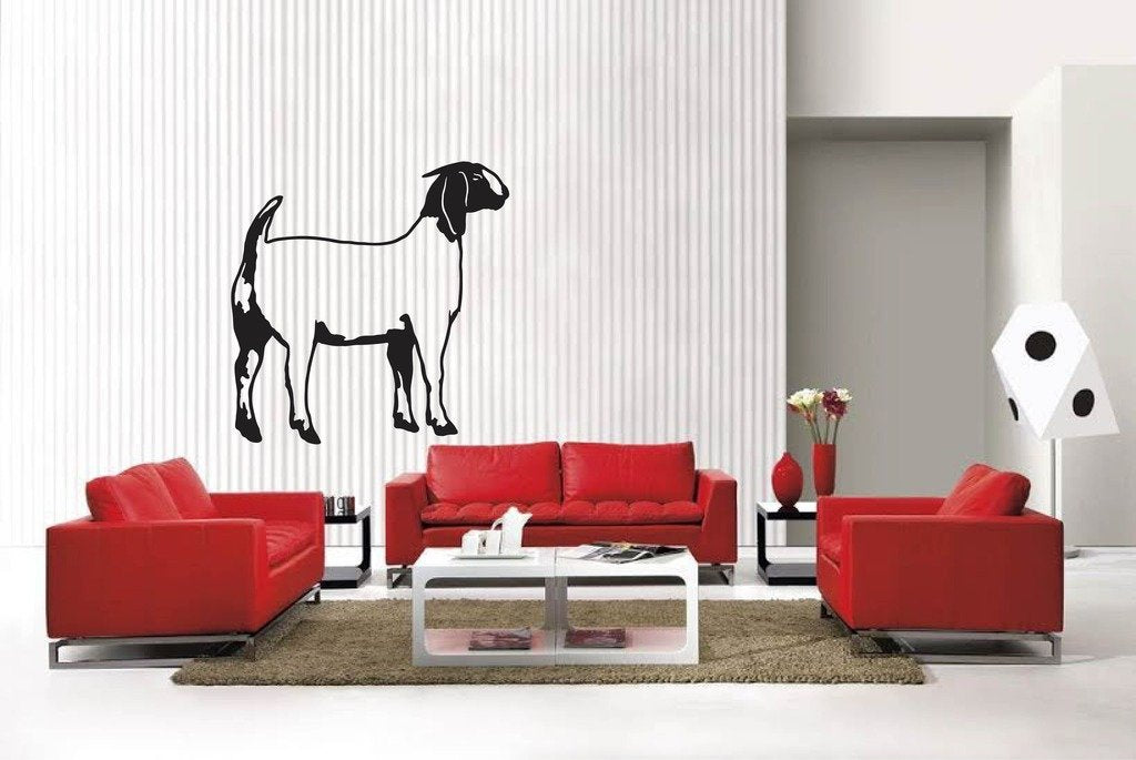 Picniva Matte Black Boer Goat Style 7 Vinyl Wall Decal Farm Barn Decor Home