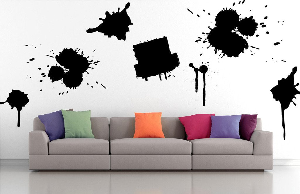 Picniva Drips Brushstroke Wall Decals, Black, 10 in Height, DOTPR13A