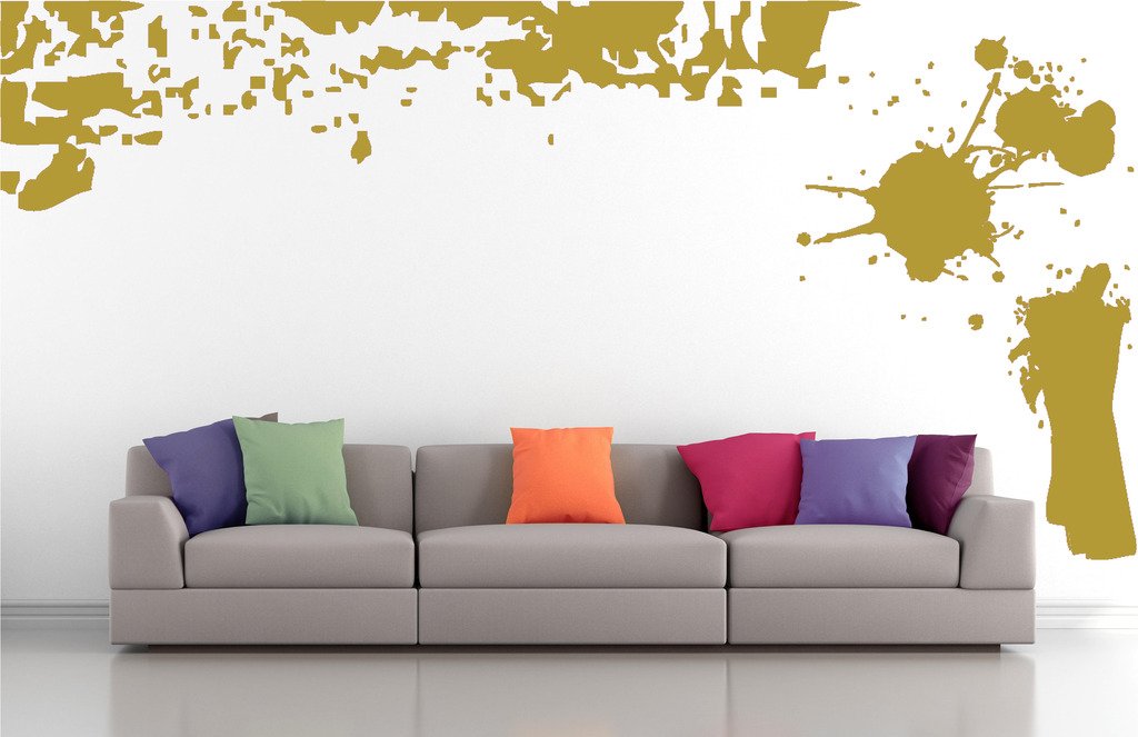 Picniva Border Paint Streak Wall Decals, Gold, 10 in Height, DOTPR11A