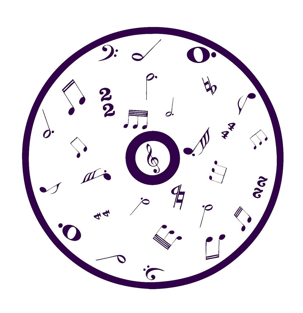 Picniva Outline CD Music Symbols Wall Decal for Musicians