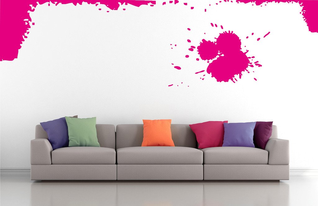 Picniva Splatter Corners Wall Decals, Pink, 10 in Height, DOTPR01A