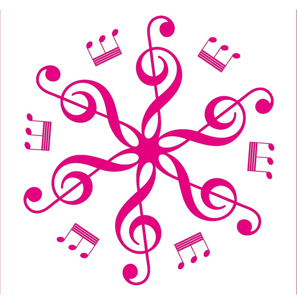 Picniva Six Treble Clefs Rosette Wall Decal for Musicians