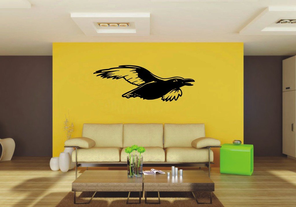 Picniva Crow Sty1 Vinyl Wall Decal, Approx 22 x 7.9 in, Home Decor