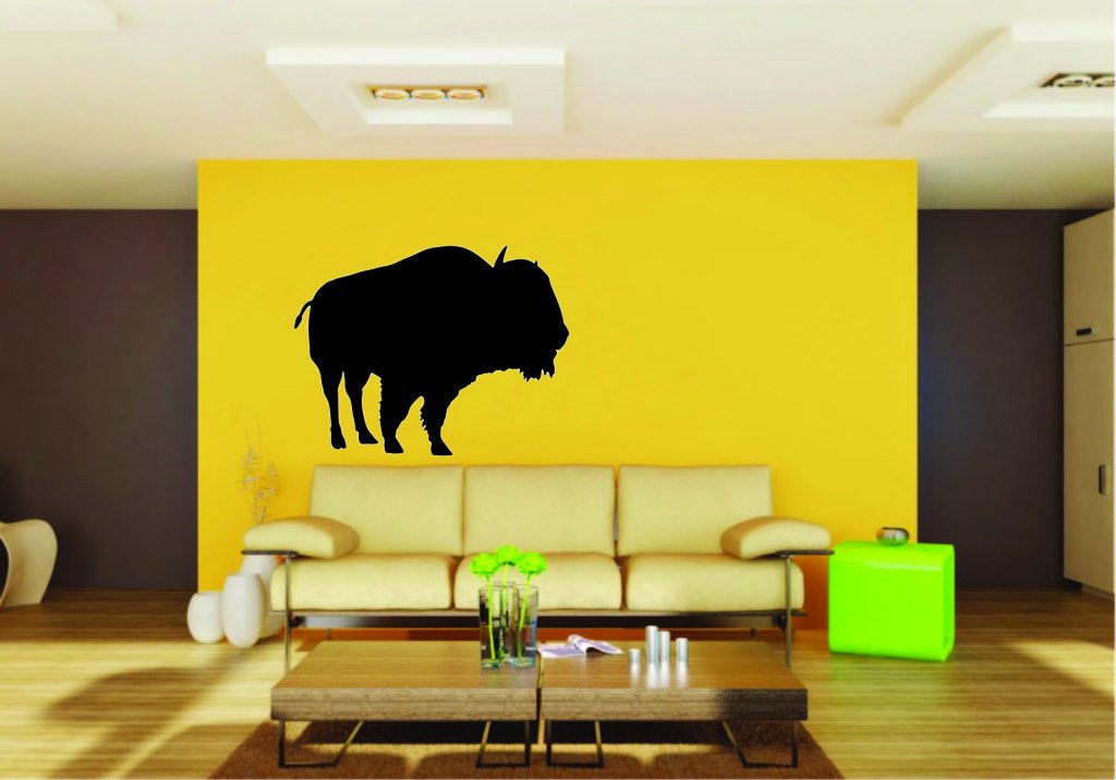Picniva Bison Sty6 Vinyl Wall Decal, Approx 22 x 17 in, Removable
