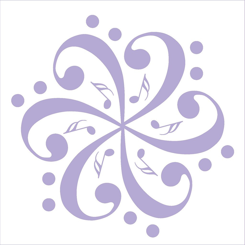 Picniva Six Bass Clefs Pinwheel Wall Decal for Musicians