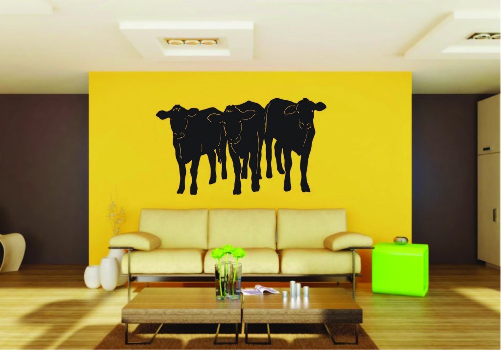 Picniva Cow Sty39 Vinyl Wall Decal, Approx 22 x 12.72 in, Removable