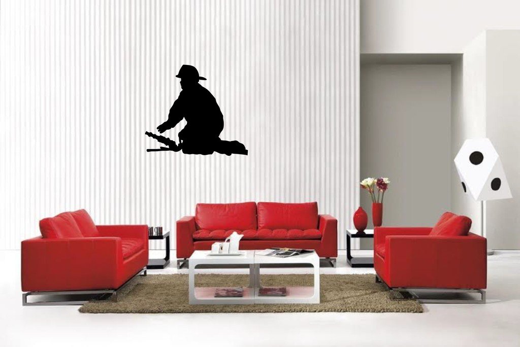 Picniva Matte Black Fireman Style 35 Vinyl Wall Decal Firefighter Hero