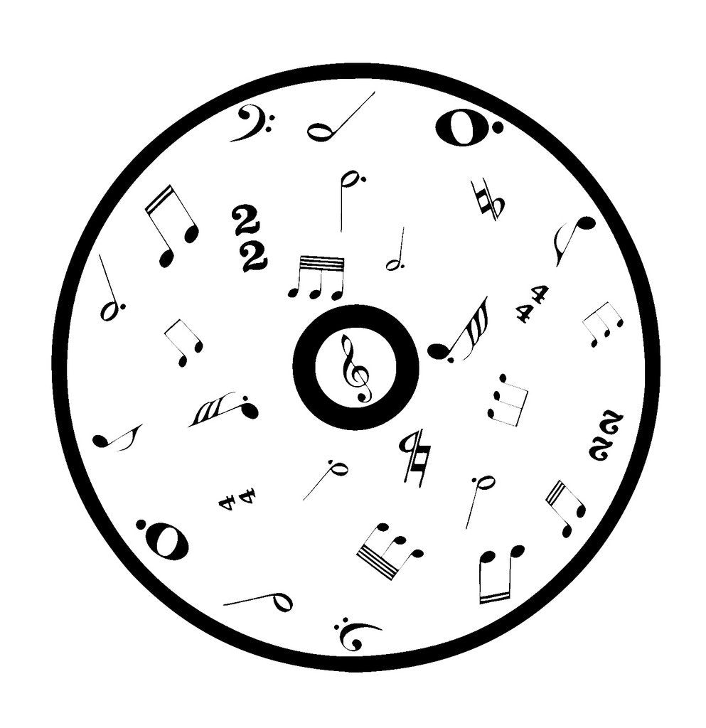 Picniva Outline CD Music Symbols Wall Decal for Musicians